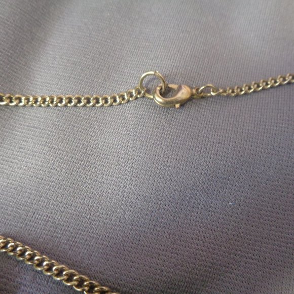 Long Chain Necklace Black Gold Tone Metal Chain Strands Flapper Style - Picture 4 of 5